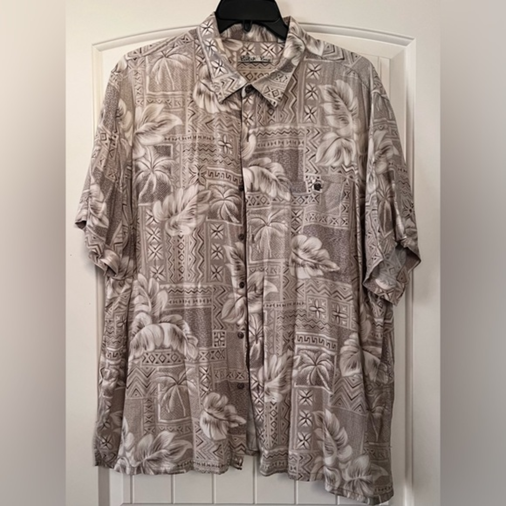 Batck Bay Men's‎ Sz XXL tropical Hawaiian palm trees Button Shirt with pocket